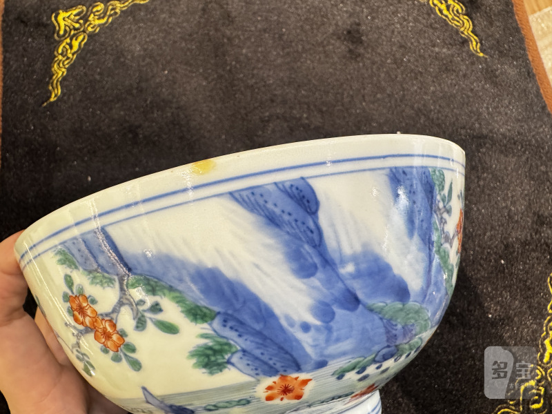 清 斗彩落花流水纹碗 - 图8